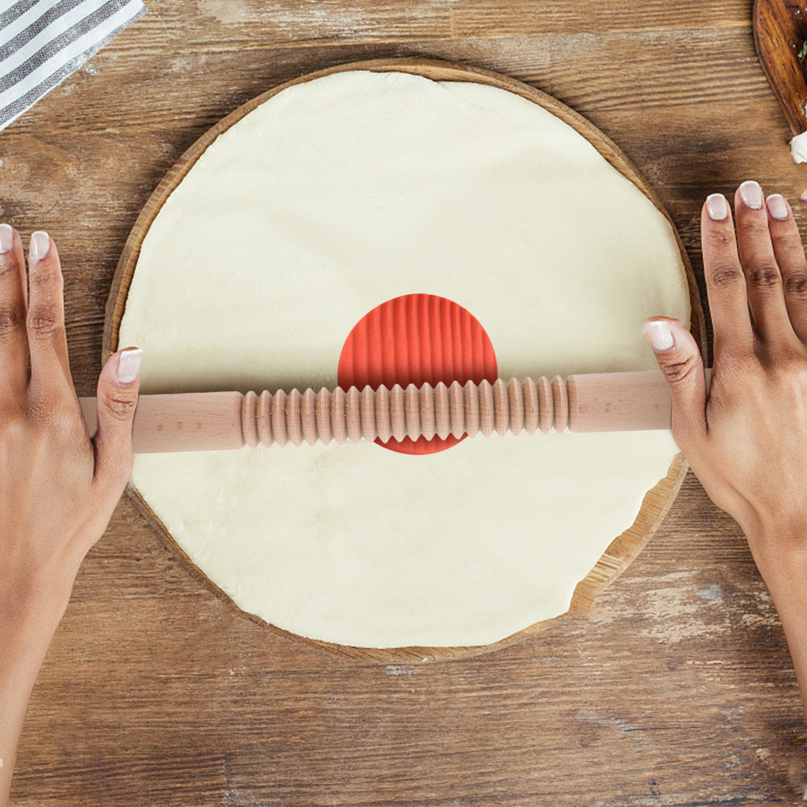 Kitchen Roller Baking - 1Pcs Wooden Screw Thread Rolling Pin