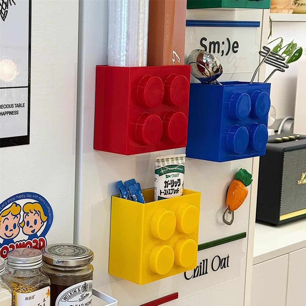 Kitchen Baking Tray Storage - Lego-Style Magnetic Refrigerator Organizer ABS Plastic