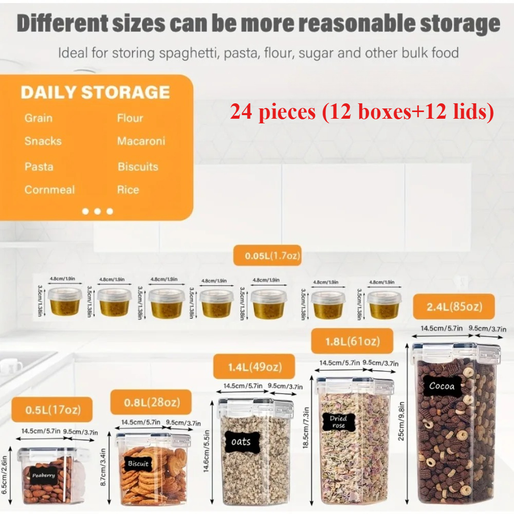 24Pcs Food Storage Containers  - Kitchen Baking Tray Storage recensie en prijs