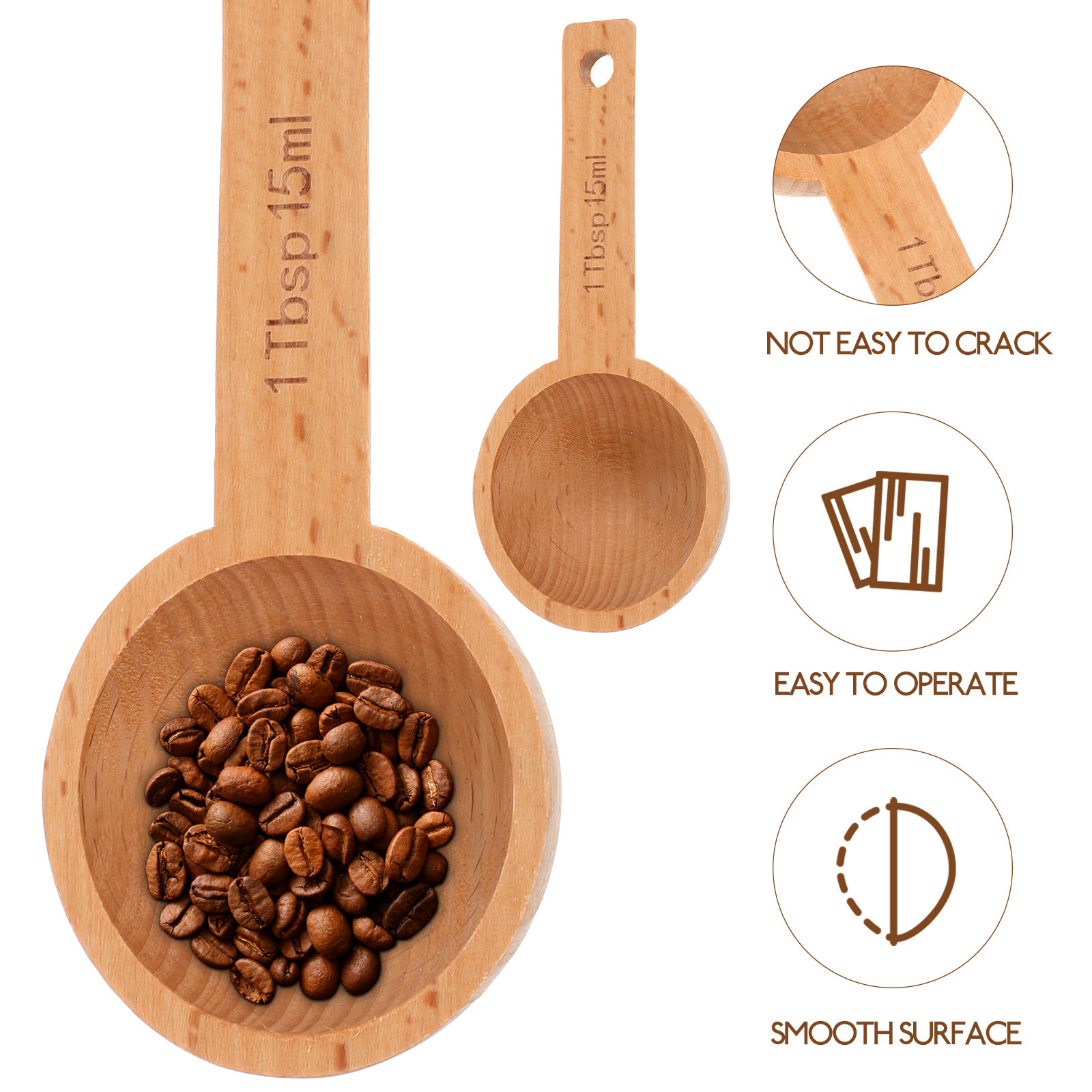 4Pcs Wooden Coffee Scoops 15Ml - Kitchen Baking Soda recensie en prijs
